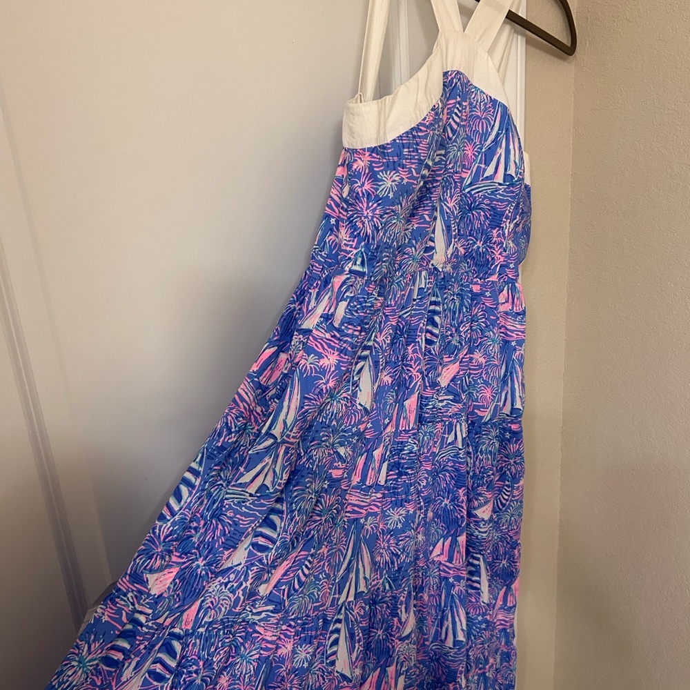 Lilly Pulitzer Jenette Cotton Halter Maxi Dress.